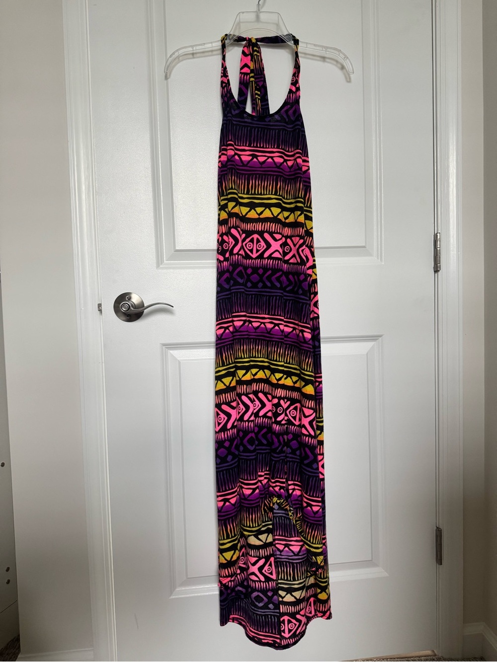 OP Neon Tribal Print Maxi Dress - Pink, Yellow, Purple, Black